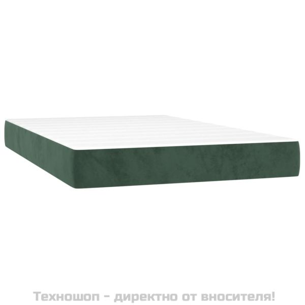 Матрак за легло с покет пружини средна твърдост тъмнозелен 120x200x20 см кадифе