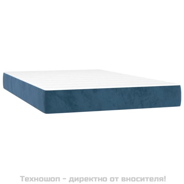 Матрак за легло с покет пружини средна твърдост тъмносин 120x200x20 см кадифе