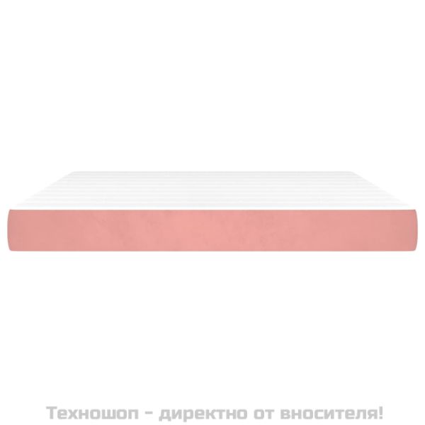 Матрак за легло с покет пружини средна твърдост розов 160x200x20 см кадифе