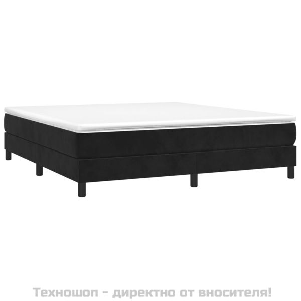 Боксспринг легло с матрак, черно, 180x200 см, кадифе