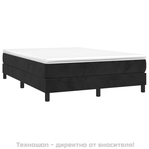 Боксспринг легло с матрак, черно, 140x190 см, кадифе