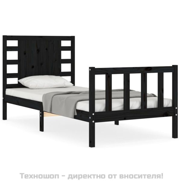 Рамка за легло с табла черна Small Single дърво масив