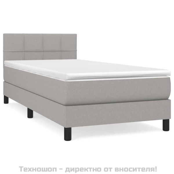 Боксспринг легло с матрак, светлосиво, 100x200 см, плат