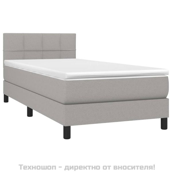 Боксспринг легло с матрак, светлосиво, 100x200 см, плат