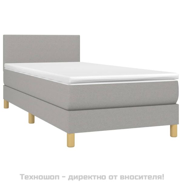 Боксспринг легло с матрак, светлосиво, 100x200 см, плат