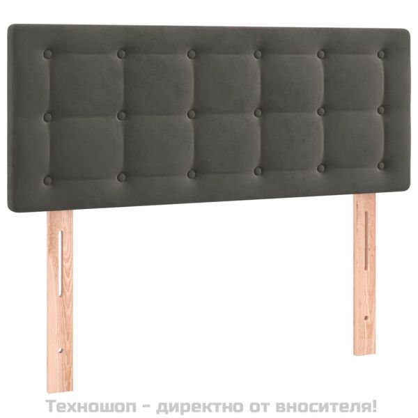 Боксспринг легло с матрак, тъмносиво, 80x200 см, кадифе