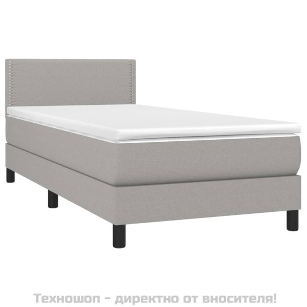Боксспринг легло с матрак, светлосиво, 100x200 см, плат