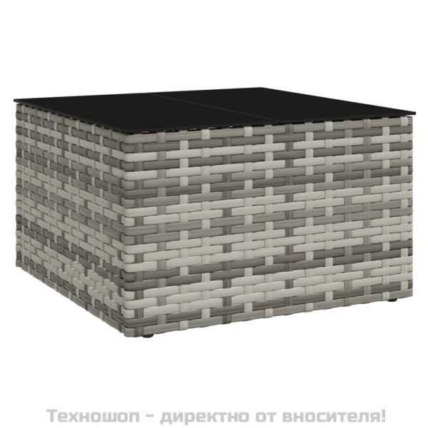 Градински лаундж комплект с възглавници 2 части сив полиратан