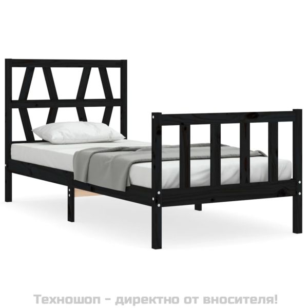 Рамка за легло с табла черна Small Single дърво масив