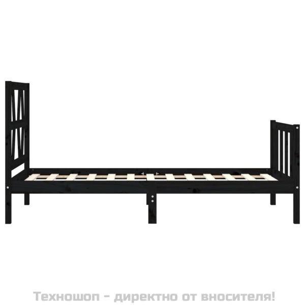 Рамка за легло с табла черна Small Single дърво масив