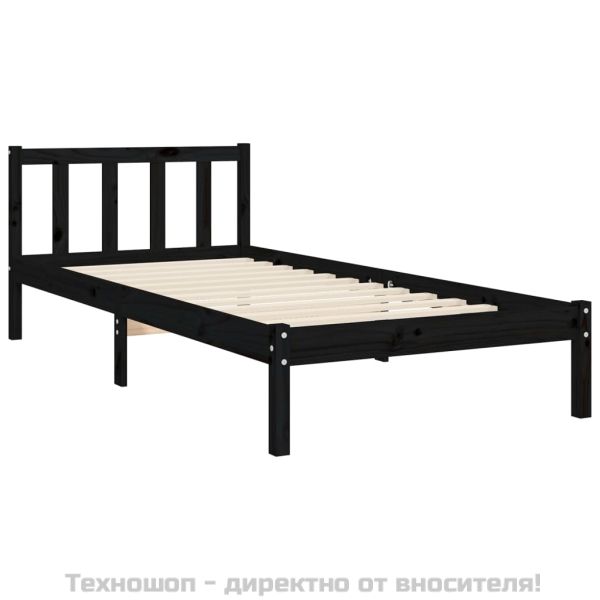 Рамка за легло с табла черна Small Single дърво масив