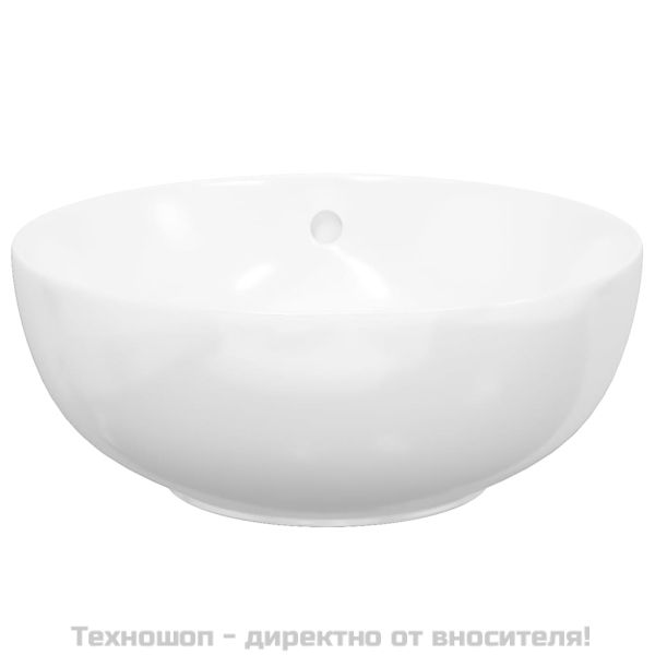 Мивка, бяла, 44x17 см, керамична, кръгла