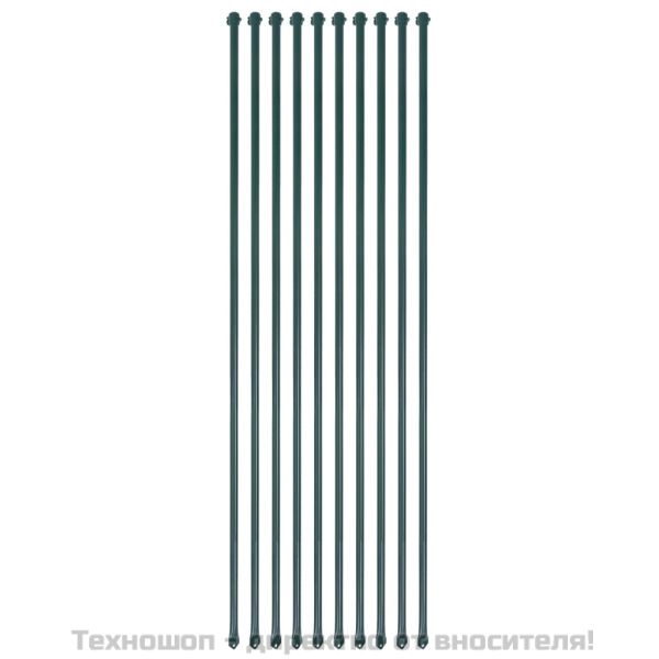 Градински колове, 10 бр, 1,5 м, метал, зелено
