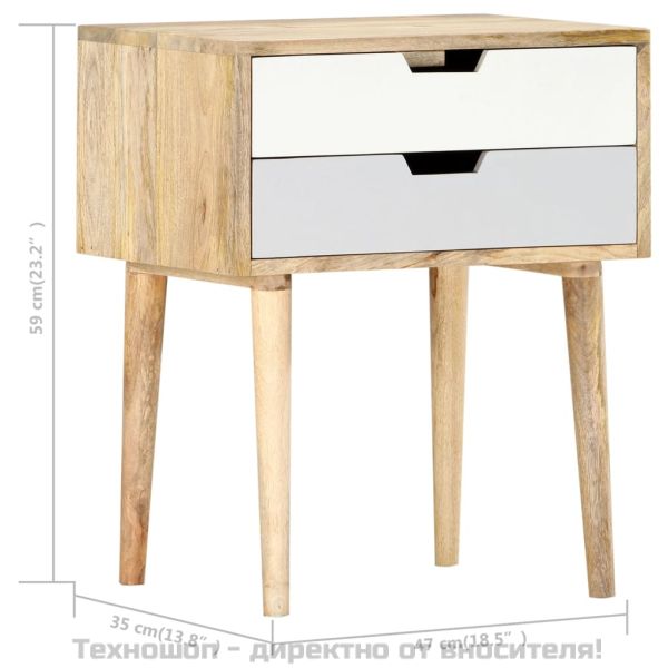 Нощно шкафче, 47x35x59 см, мангово дърво масив