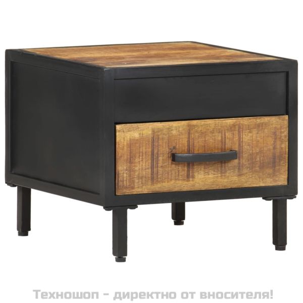 Нощно шкафче, 40x40x35 см, грубо мангово дърво
