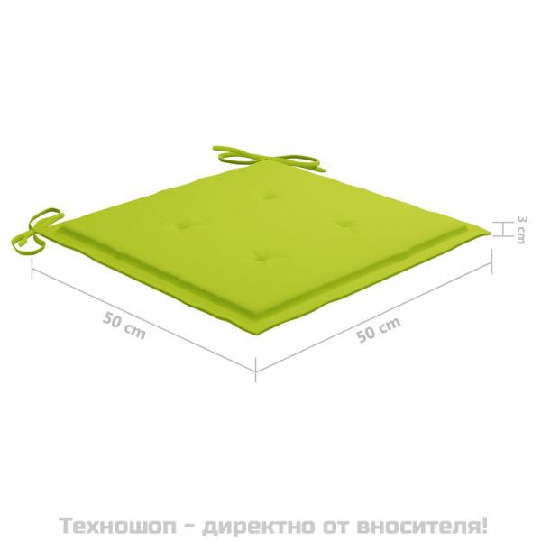 Възглавници за столове 6 бр яркозелени 50x50x4 см Оксфорд плат