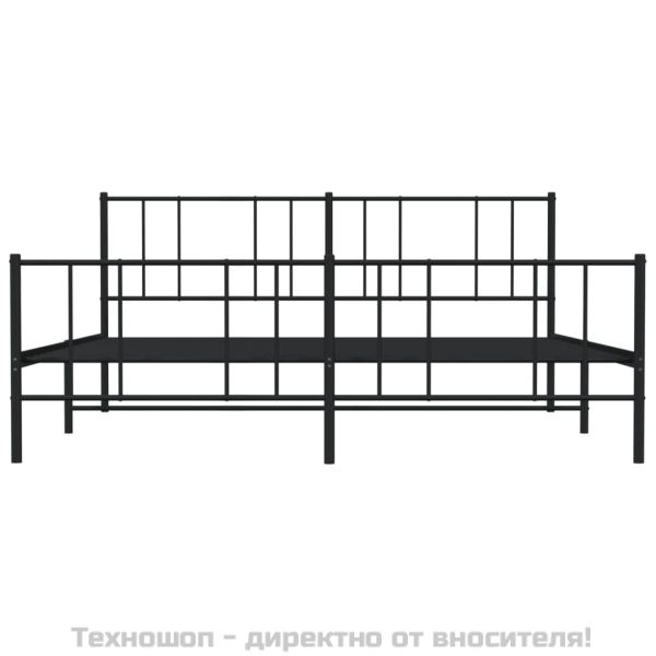Метална рамка за легло с горна и долна табла, черна, 200x200 см