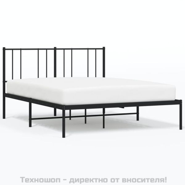 Метална рамка за легло с горна табла, бяла, 120x200 см