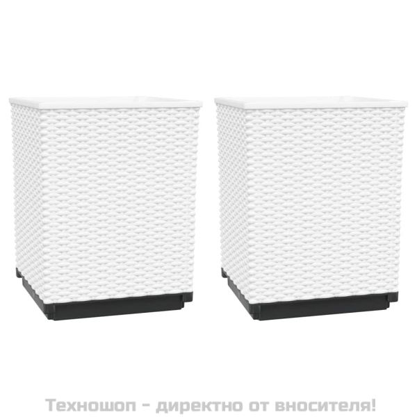 Кашпи, 2 бр, Бели, 30x30x37 см, полипропилен