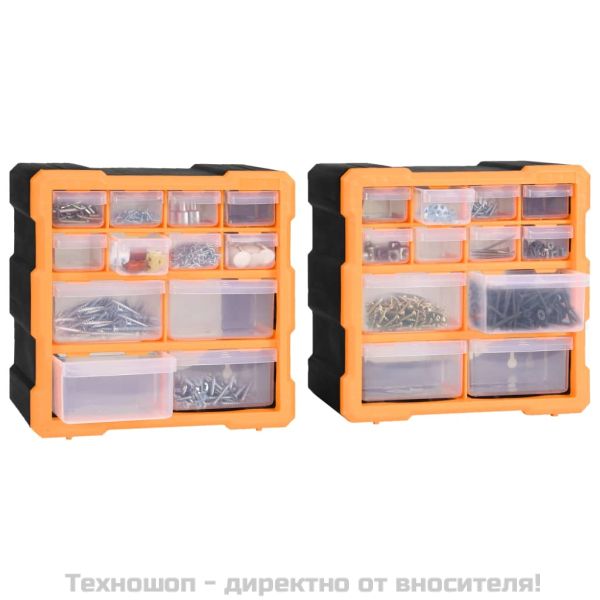 Шкафове органайзери с 12 чекмеджета, 2 бр, 26,5x16x26 см