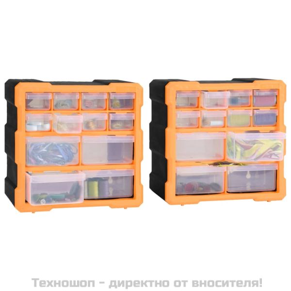 Шкафове органайзери с 12 чекмеджета, 2 бр, 26,5x16x26 см