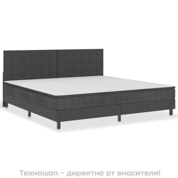 Тапицирана табла за спалня тъмносива текстил 200x200 см