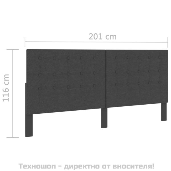 Тапицирана табла за спалня тъмносива текстил 200x200 см