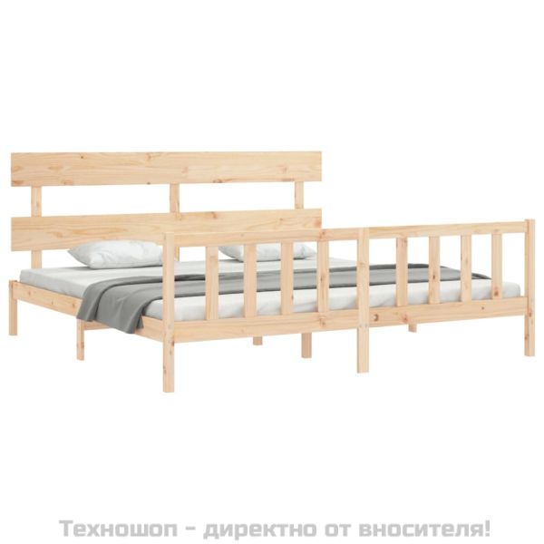 Рамка за легло с табла Super King Size дърво масив