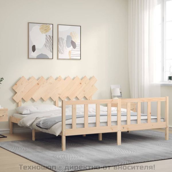 Рамка за легло с табла Super King Size дърво масив