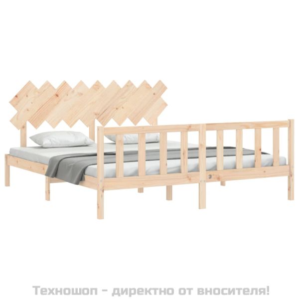 Рамка за легло с табла Super King Size дърво масив