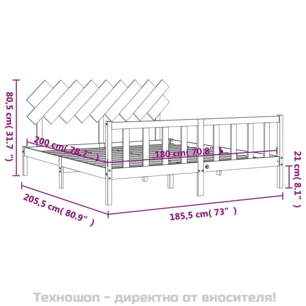 Рамка за легло с табла Super King Size дърво масив