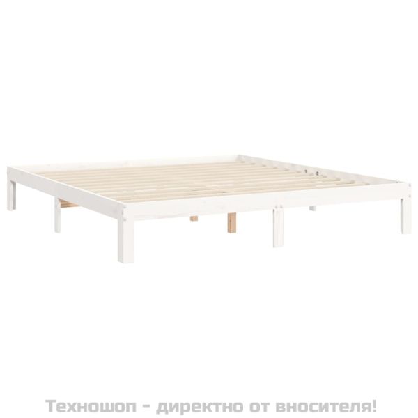 Рамка за легло с табла бяла Super King Size дърво масив