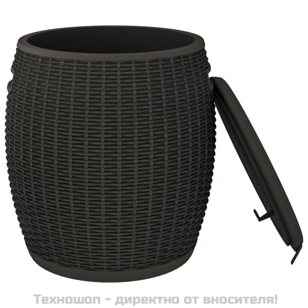 Градинска кутия за съхранение 4 в 1, черна, полипропилен