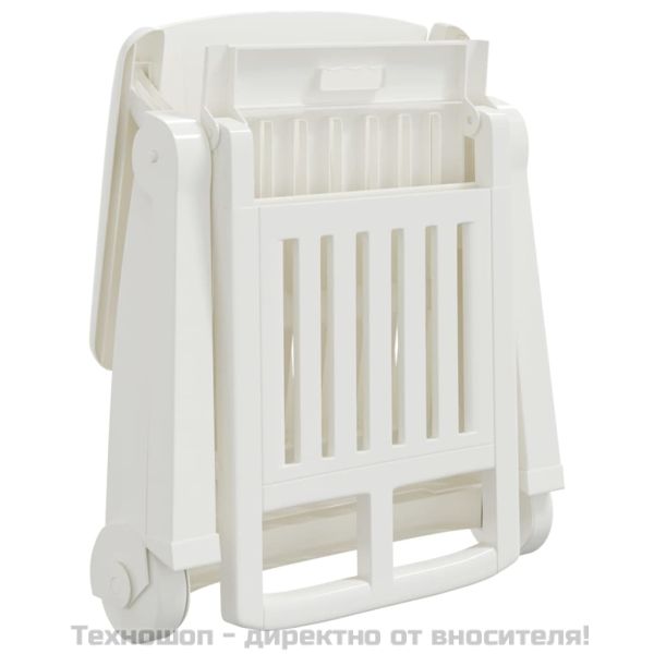 Сгъваем шезлонг с колела, бял, PP