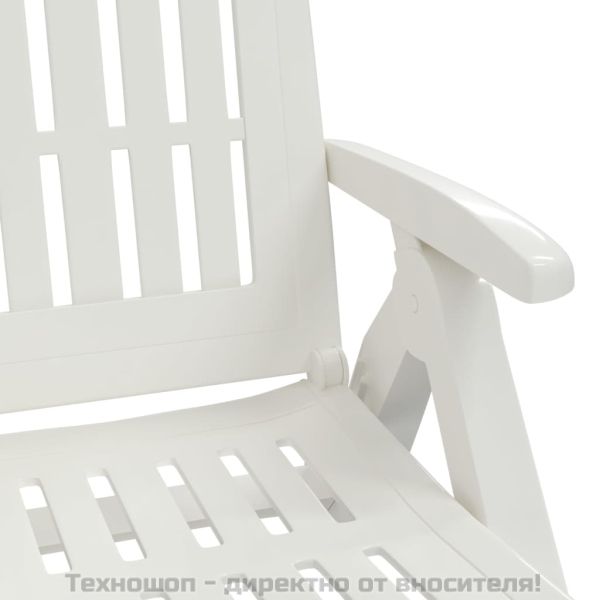 Сгъваем шезлонг с колела, бял, PP