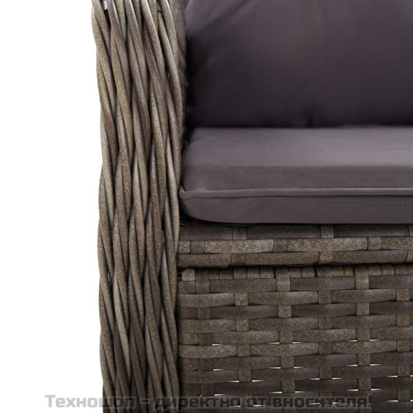 Градински бистро комплект, 3 части, полиратан, сив