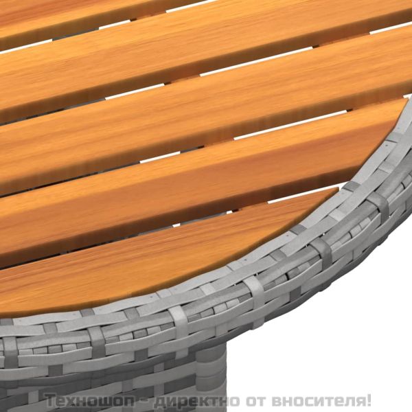 Градински бистро комплект, 3 части, полиратан, сив