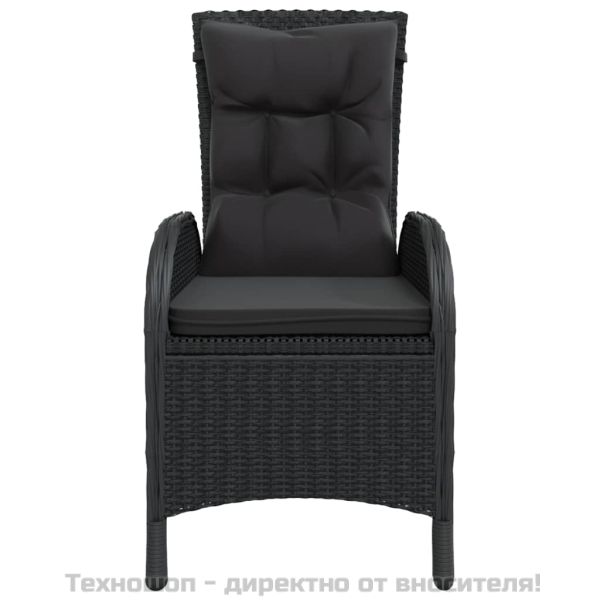 Градински бистро комплект, 3 части, полиратан, черен