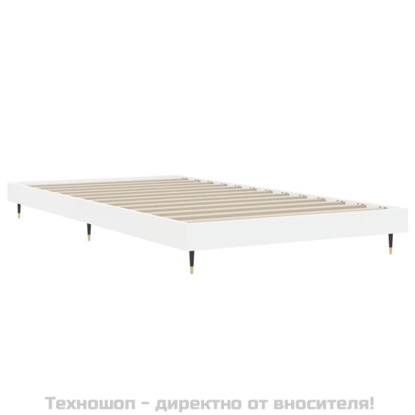 Рамка за легло, бяла, 90x200 см, масивно дърво
