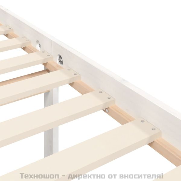 Легло за възрастни с табла, бяло, King Size, масивно дърво