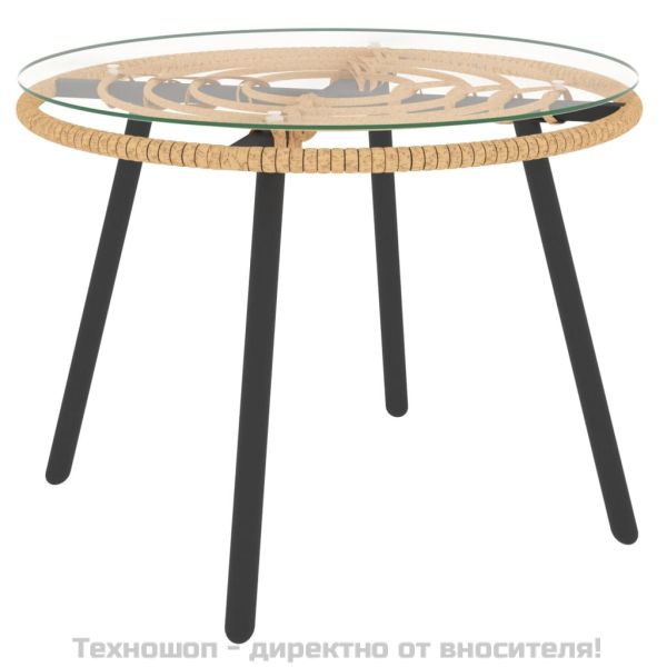 Градински комплект с тъмносиви възглавници 3 части полиратан