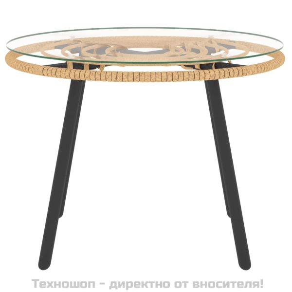 Градински комплект с тъмносиви възглавници 3 части полиратан