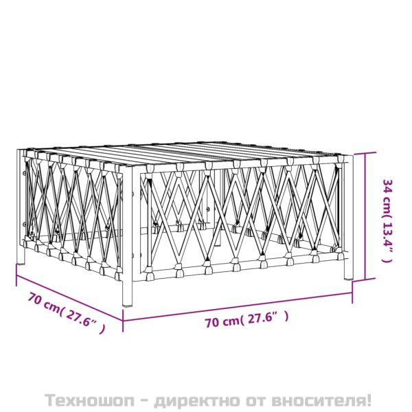 Градинска маса, бяла, 70x70x34 см, тъкан текстил