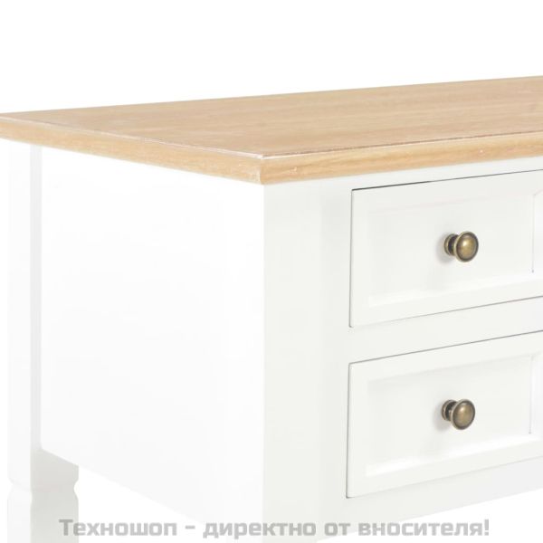 Писалище, бяло, 109,5x45x77,5 см, дърво