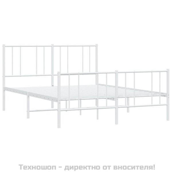Метална рамка за легло с горна и долна табла, бяла, 120x190 см