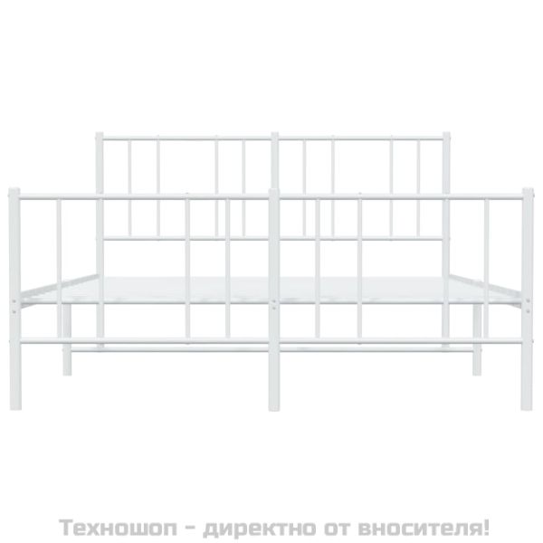 Метална рамка за легло с горна и долна табла, бяла, 120x190 см