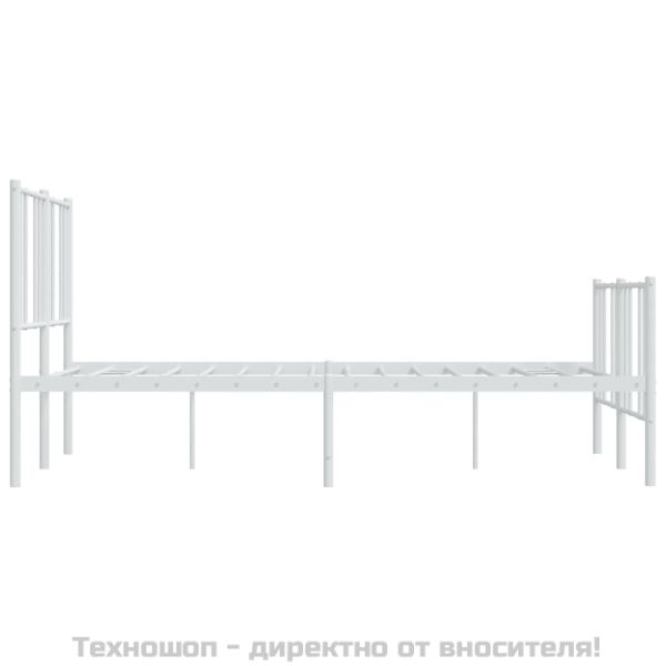 Метална рамка за легло с горна и долна табла, бяла, 120x190 см