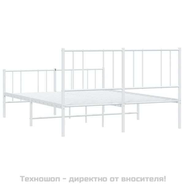 Метална рамка за легло с горна и долна табла, бяла, 120x190 см