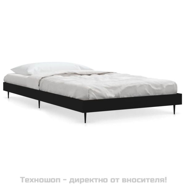 Рамка за легло, черна, 90x200 см, масивно дърво
