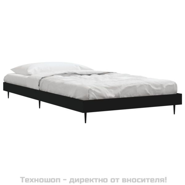 Рамка за легло, черна, 90x200 см, масивно дърво